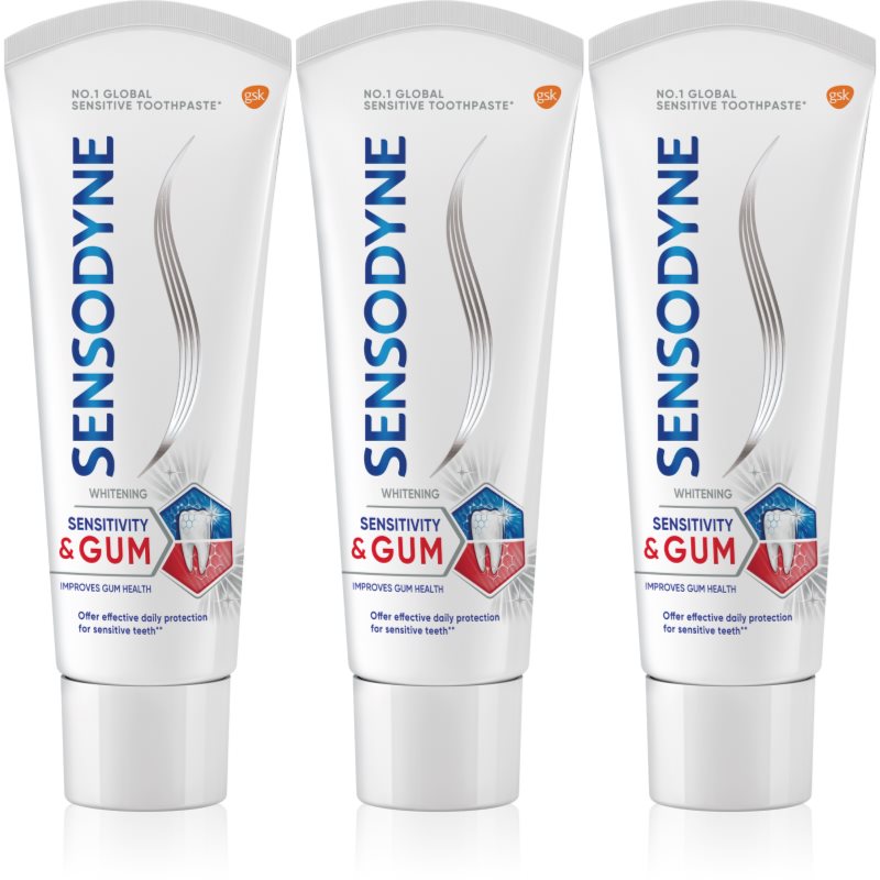 Sensodyne Sensitivity & Gum Whitening Dentifricio Sbiancante Per Proteggere Denti E Gengive 3X75 Ml