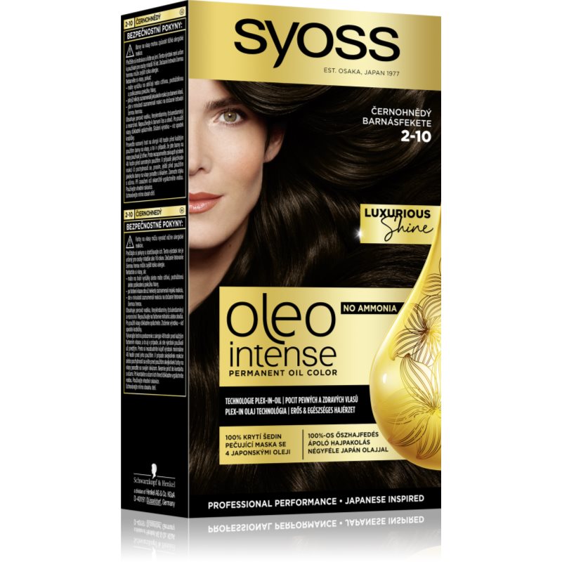 Syoss Oleo Intense Tinta Permanente Per Capelli Con Olio Colore 2-10 Black Brown 1 Pz