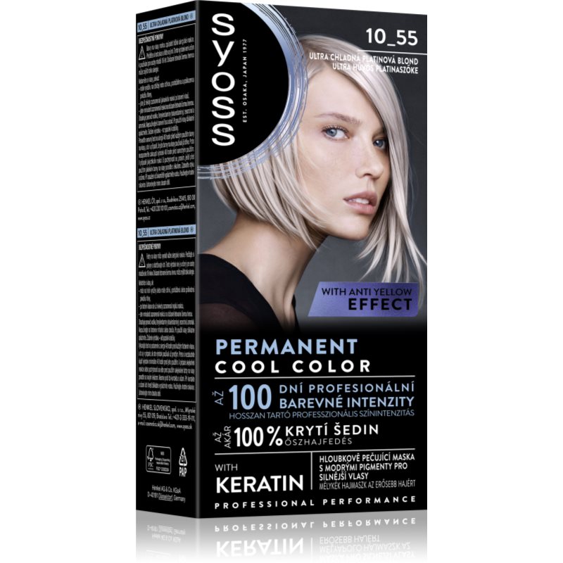 Syoss Cool Blonds Tinta Permanente Per Capelli Colore 10-55 Ultra Platinum Blond 1 Pz