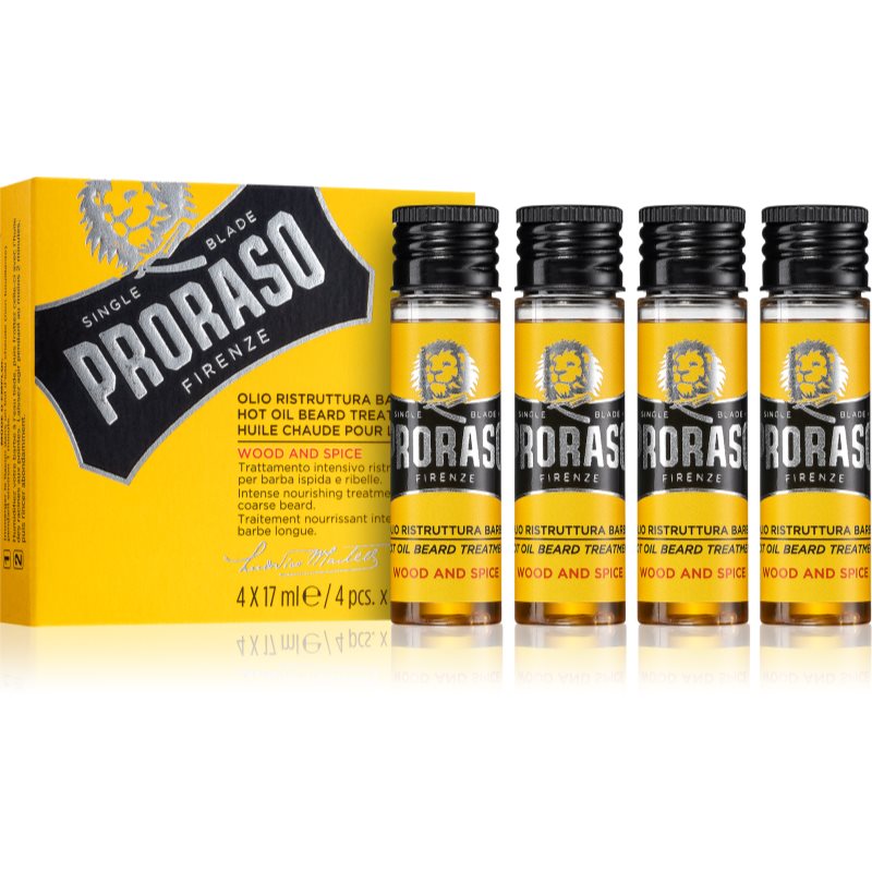 Proraso Wood And Spice Hot Set Trattamento Intensivo All'Olio Per Barbe Dure 4 X 17 Ml