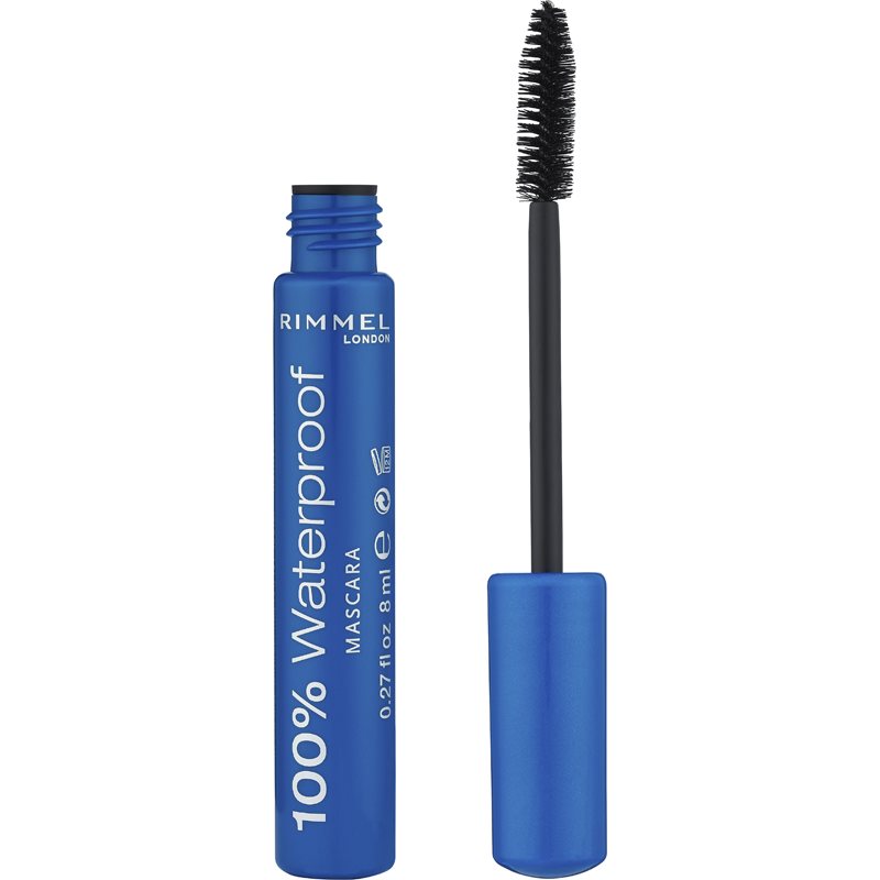 Rimmel 100 % Waterproof Mascara Waterproof Colore 001 Black Black 8 Ml
