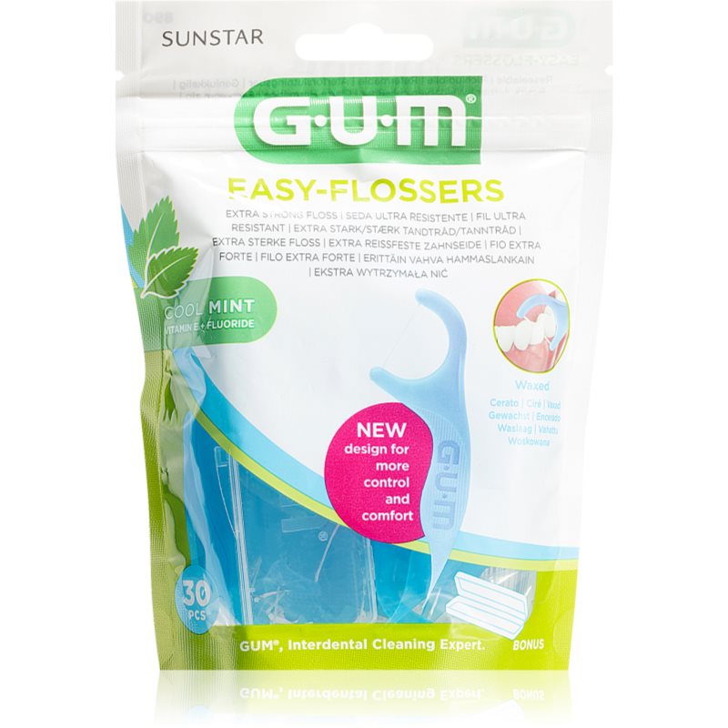 G.U.M Easy Floessers Filo Interdentale Elastico Molto Delicato Con Fluoro E Mentolo 30 Pz