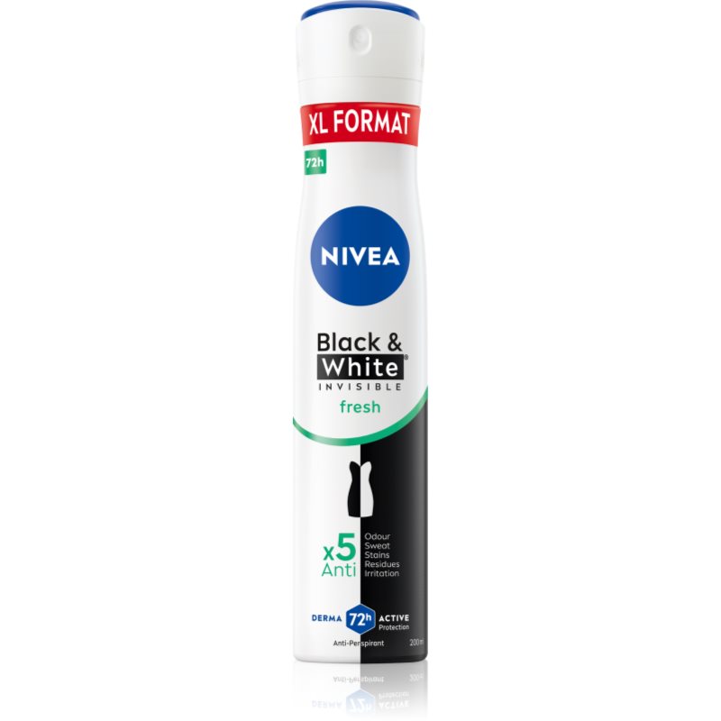 Nivea Black & White Invisible Fresh + Antibacterial Antitraspirante Spray Da Donna 200 Ml