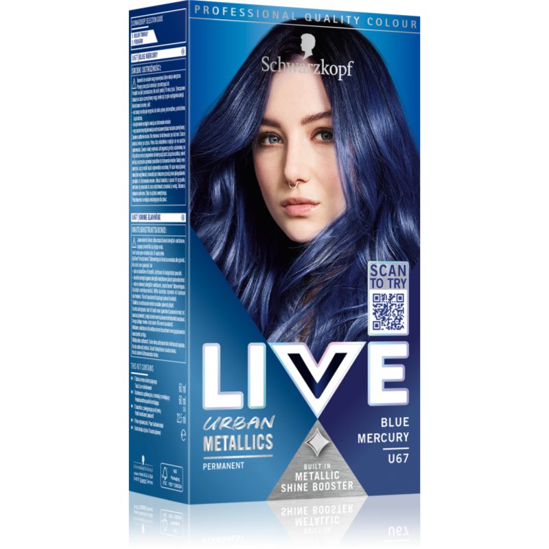 Schwarzkopf Live Urban Metallics Tinta Permanente Per Capelli Colore U67 Blue Mercury 1 Pz