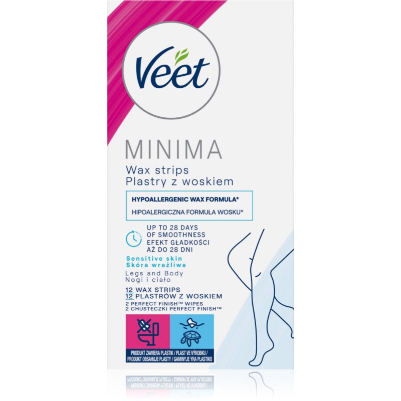 Veet Minima Hypoallergenic Strisce Depilatorie Con Cera Per Le Gambe 12 Pz