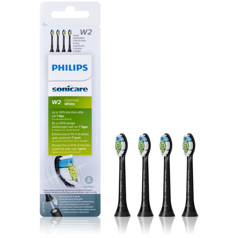 Philips Sonicare Optimal White Standard Hx6064/11 Testine Di Ricambio Per Spazzolino Black 4 Pz