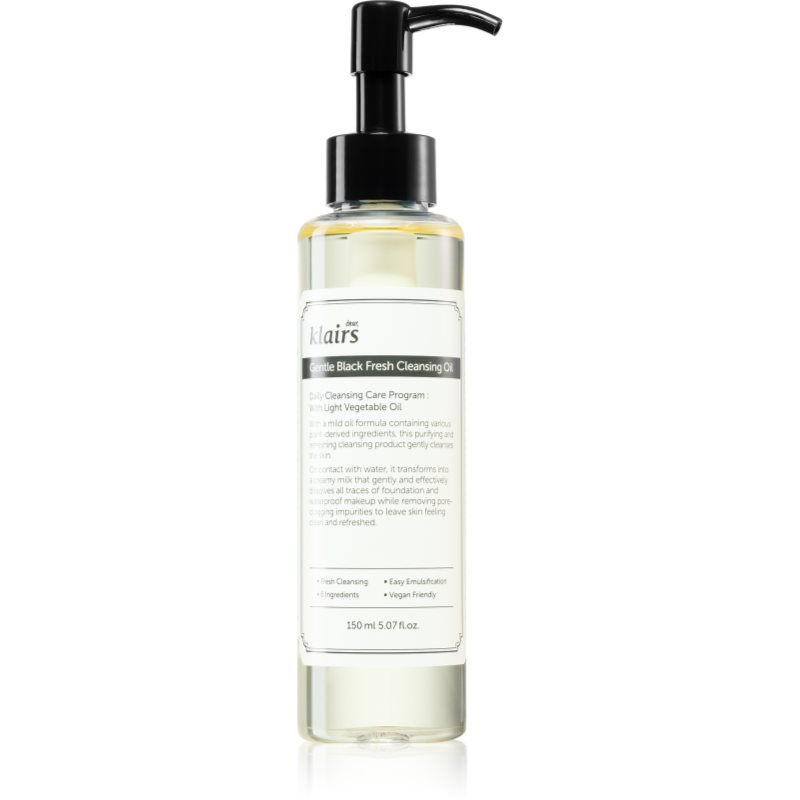Klairs Gentle Black Fresh Cleansing Oil Olio Detergente Delicato Per Pelli Grasse 150 Ml