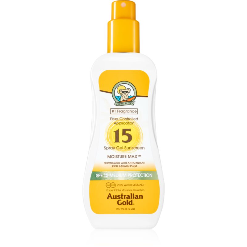 Australian Gold Spray Gel Sunscreen Spray Protettivo Contro La Luce Solare Spf 15 237 Ml