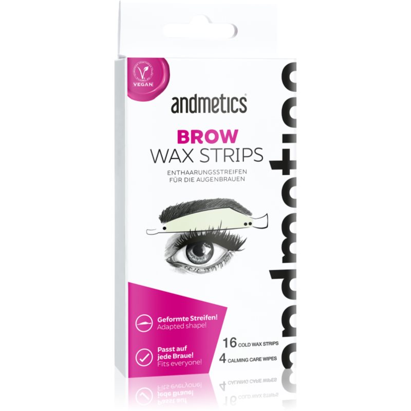 Andmetics Wax Strips Brow Strisce Depilatorie Con Cera Per Sopracciglia 16 Pz