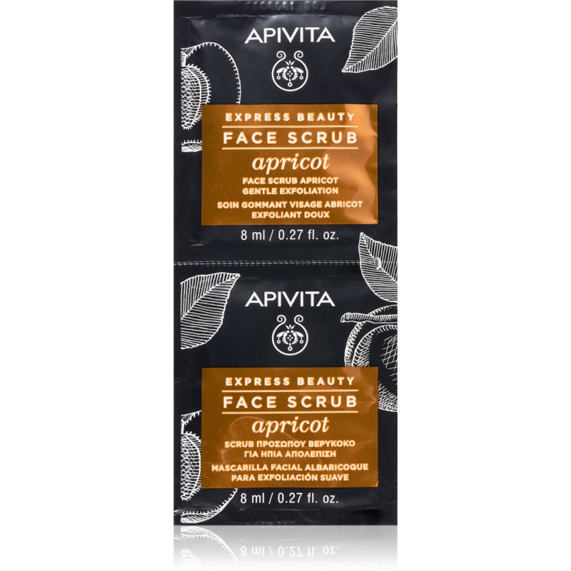 Apivita Express Beauty Gentle Face Scrub Apricot Scrub Detergente Delicato Per Il Viso 2 X 8 Ml
