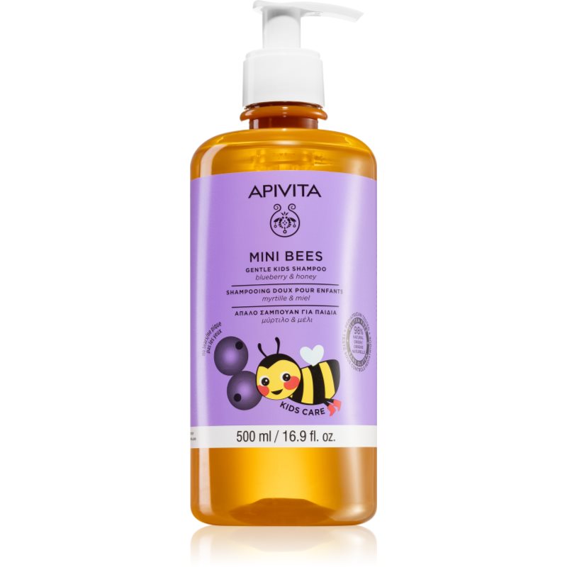 Apivita Mini Bees Gentle Kids Shampoo Blueberry & Honey Shampoo Per Capelli Fini Per Bambini 500 Ml