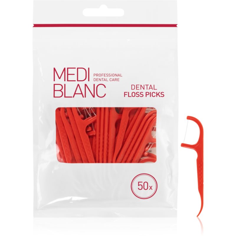 Mediblanc Dental Floss Picks Stuzzicadenti Con Filo Interdentale 50 Pz