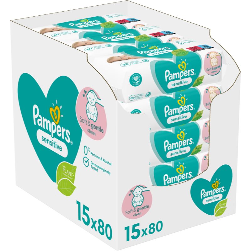 Pampers Sensitive Salviette Detergenti Umidificate Per Bambini Per Pelli Sensibili 15X80 Pz