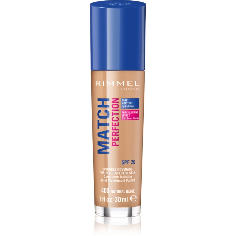 Rimmel Match Perfection Fondotinta Liquido Spf 20 Colore 400 Natural Beige 30 Ml