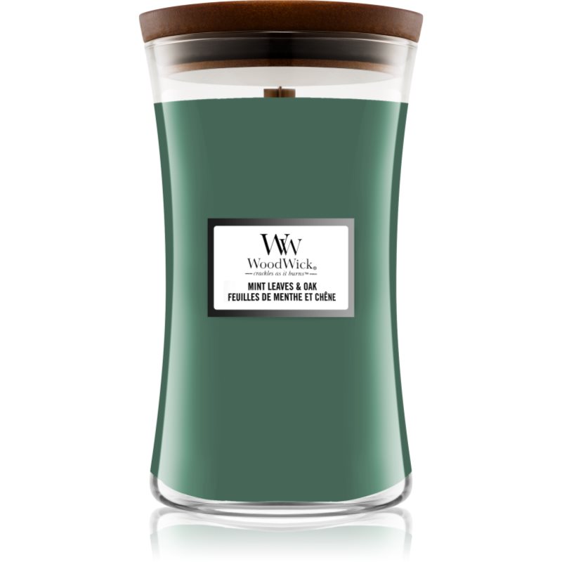 Woodwick Mint Leaves & Oak Candela Profumata Con Stoppino In Legno 609,5 G