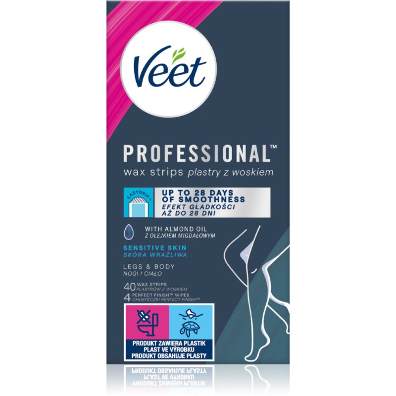 Veet Professional Sensitive Skin Strisce Depilatorie Con Cera Per Pelli Sensibili 40 Pz