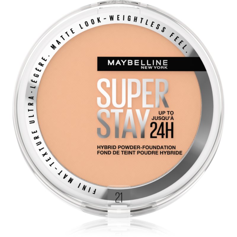 Maybelline New York Superstay 24H Hybrid Powder-Foundation Fondotinta Compatto In Polvere Per Un Finish Opaco Colore 21 9 G