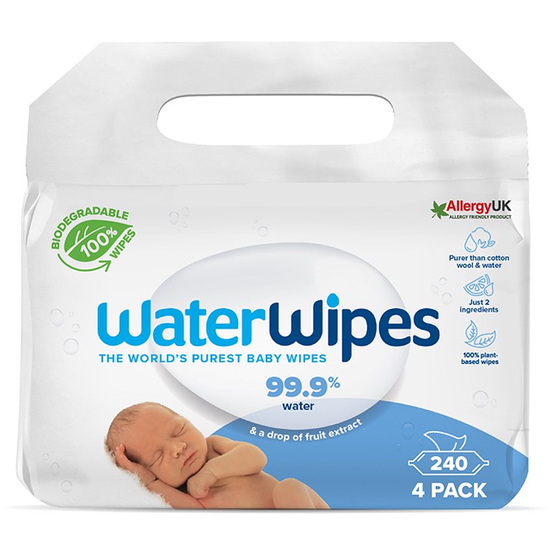 Water Wipes Baby Wipes 4 Pack Salviette Umidificate Per Bambini 4X60 Pz