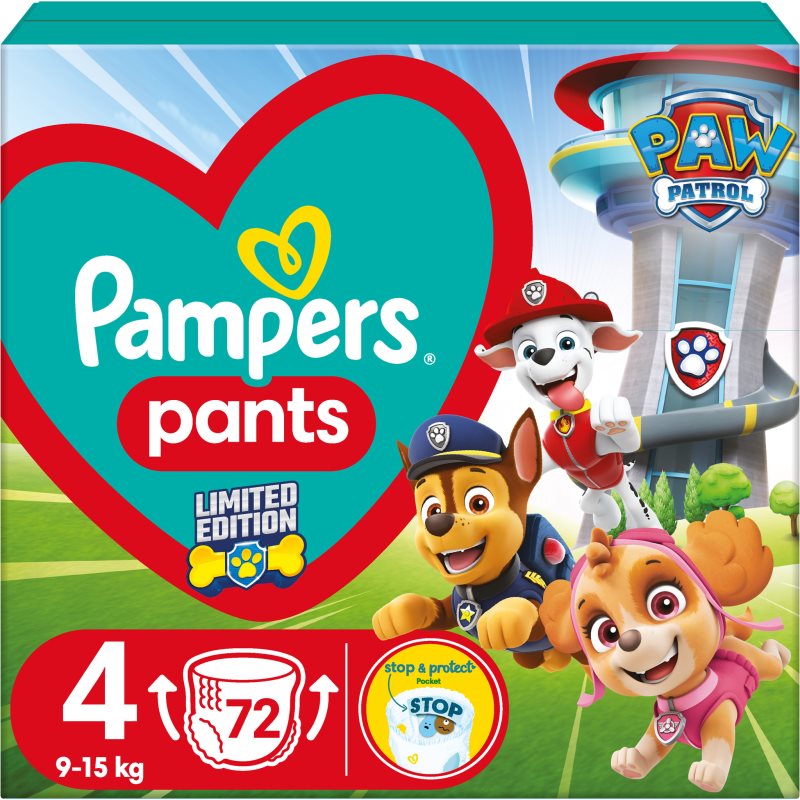 Pampers Pants Paw Patrol Size 4 Pannolini A Mutandina Usa E Getta 9-15 Kg 72 Pz