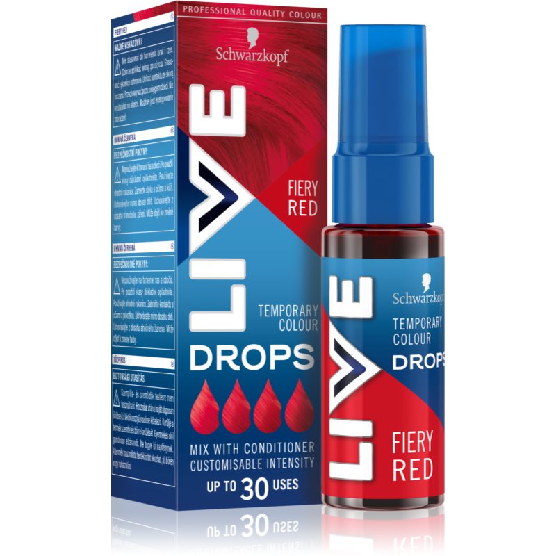 Schwarzkopf Live Drops Sfumatura Di Colore Per Capelli Lavabile Colore Fiery Red 30 Ml