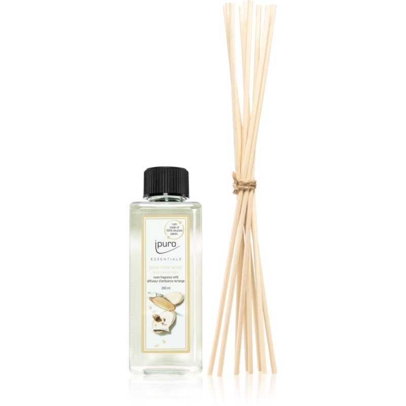 Ipuro Essentials Cedar Wood Ricarica Per Diffusori Di Aromi + Bastoncini Di Ricarica Per Diffusori Di Aromi 200 Ml