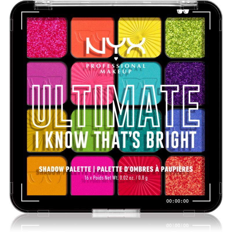 Nyx Professional Makeup Ultimate Shadow Palette Ombretti Colore I Know That'S Bright 16 Pz