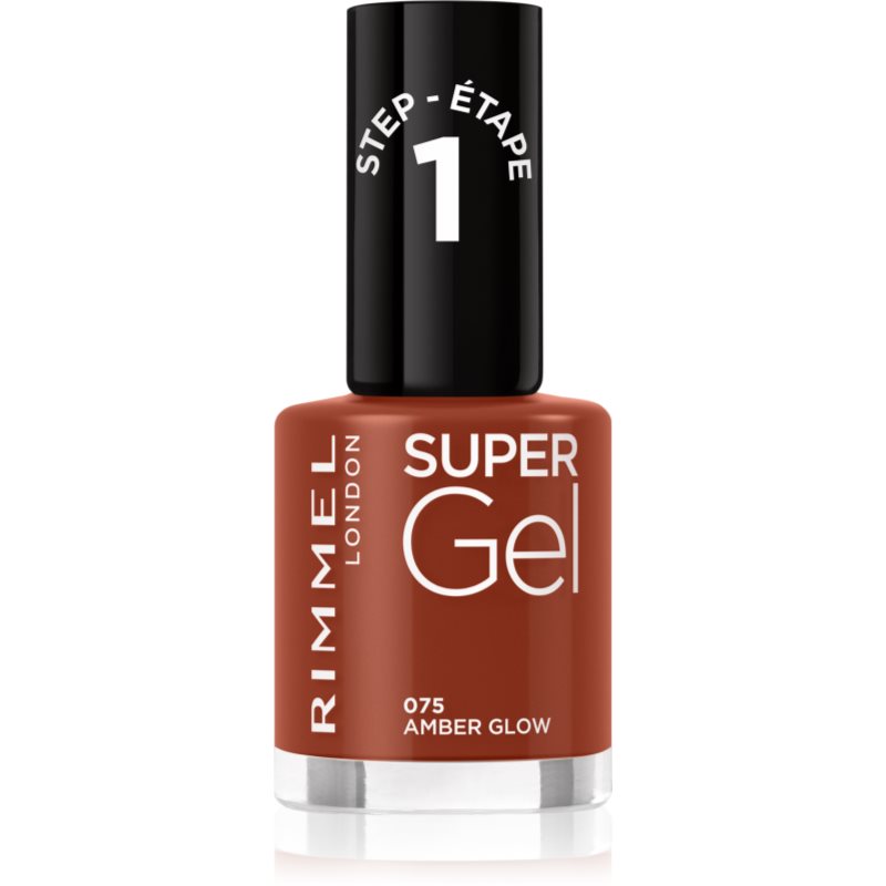 Rimmel Super Gel Smalto Gel Per Unghie Senza Lampada Uv/Led Colore 075 Amber Glow 12 Ml
