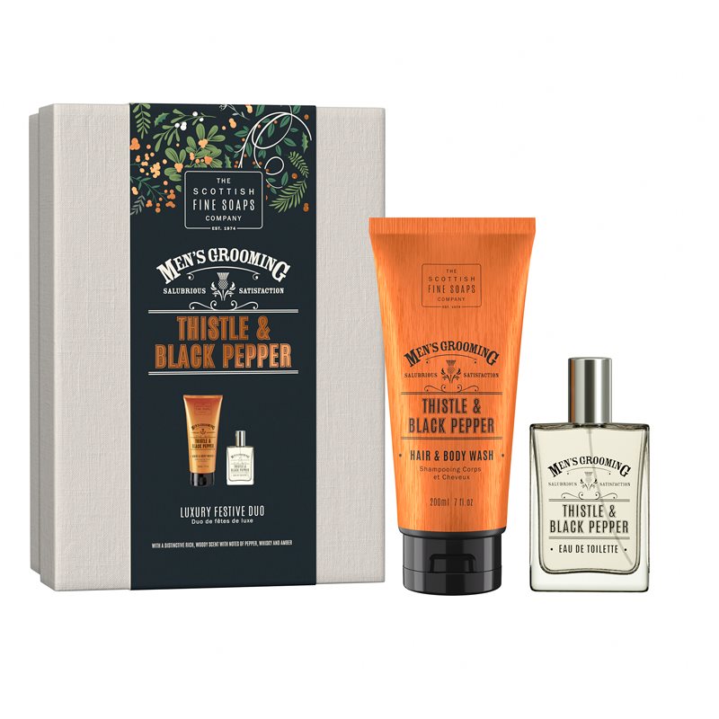 Scottish Fine Soaps Thistle & Black Pepper Luxury Festive Duo Confezione Regalo Per Uomo