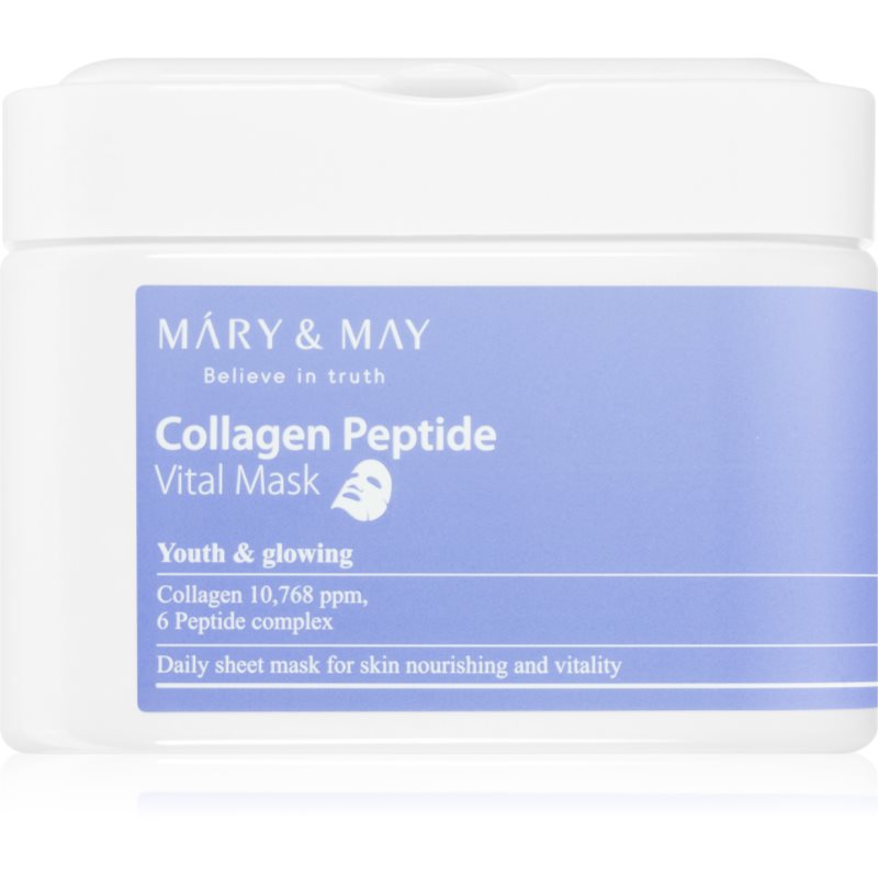 Mary & May Collagen Peptide Vital Mask Set Di Maschere Di Tessuto Effetto Antirughe 30 Pz