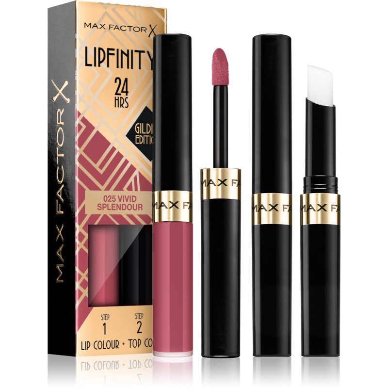 Max Factor Lipfinity Gilded Edition Rossetto Lunga Tenuta Con Balsamo Colore 025 Vivid Splendour 4,2 G