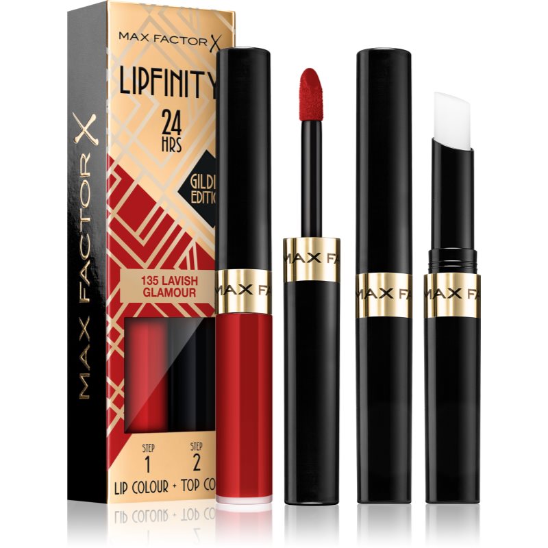 Max Factor Lipfinity Gilded Edition Rossetto Lunga Tenuta Con Balsamo Colore 135 Lavish Glamour 4,2 G
