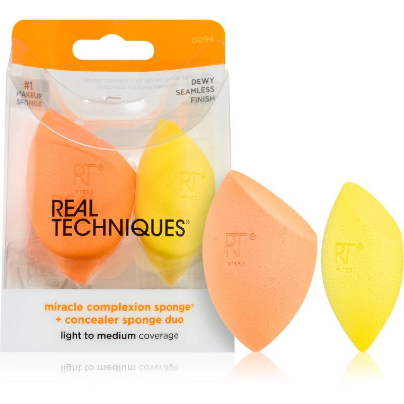 Real Techniques Sponge+ Miracle Complexion & Concealer Spugnetta Per Fondotinta 2 Pz 1 Pz