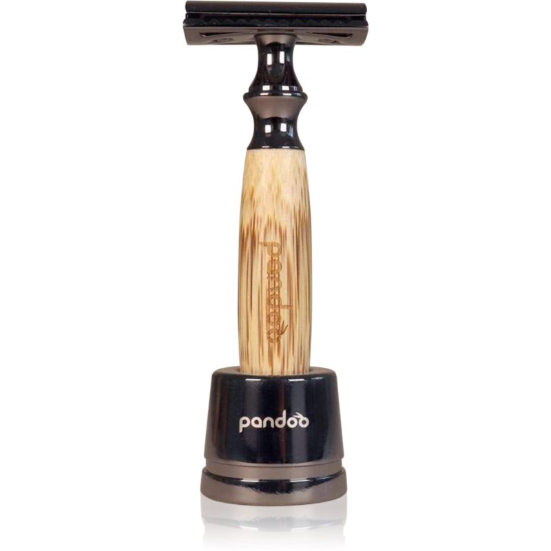 Pandoo Bamboo Safety Razor Rasoio + Testina Di Ricambio 10 Ks Thick Handle 1 Pz