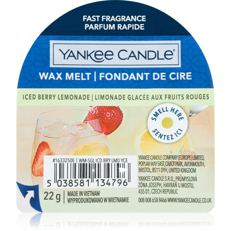 Yankee Candle Iced Berry Lemonade Cera Per Lampada Aromatica 22 G