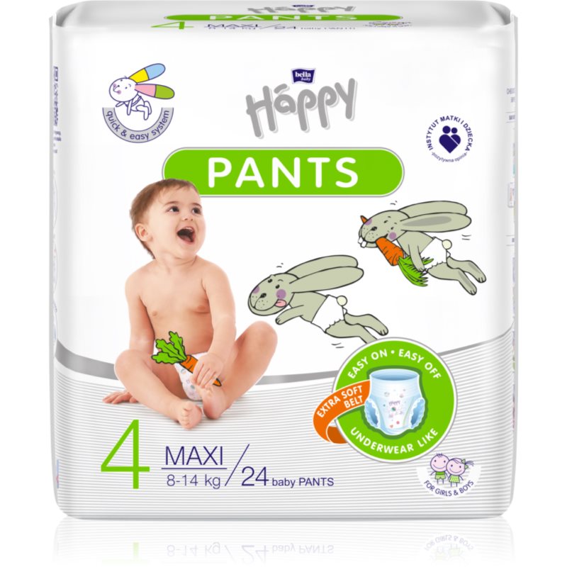 Bella Baby Happy Pants Size 4 Maxi Pannolini A Mutandina Usa E Getta 8-14 Kg 24 Pz
