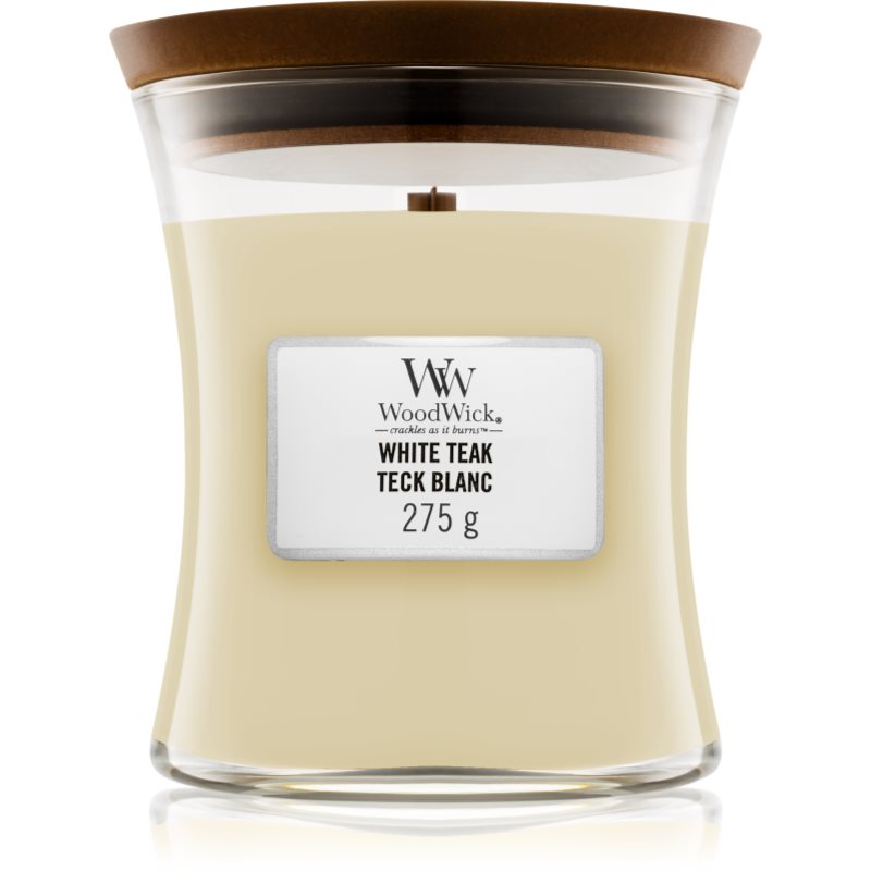 Woodwick White Teak Candela Profumata Con Stoppino In Legno 275 G