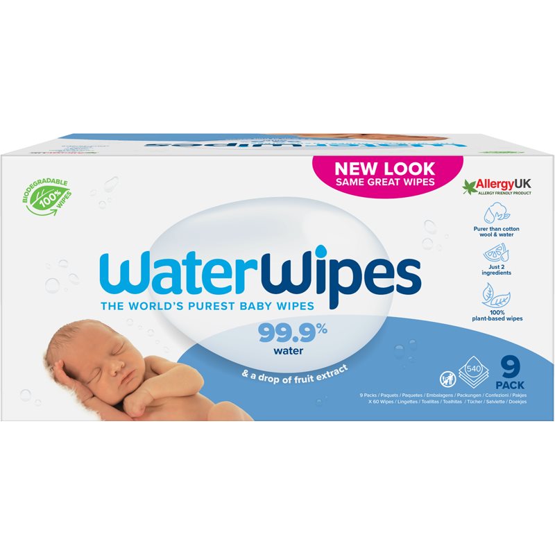 Water Wipes Baby Wipes 9 Pack Salviette Umidificate Per Bambini 9X60 Pz
