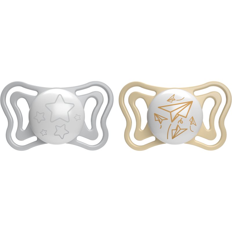 Chicco Physio Light Physio Forma Night Ciuccio 6-16 M Grey/Gold 2 Pz