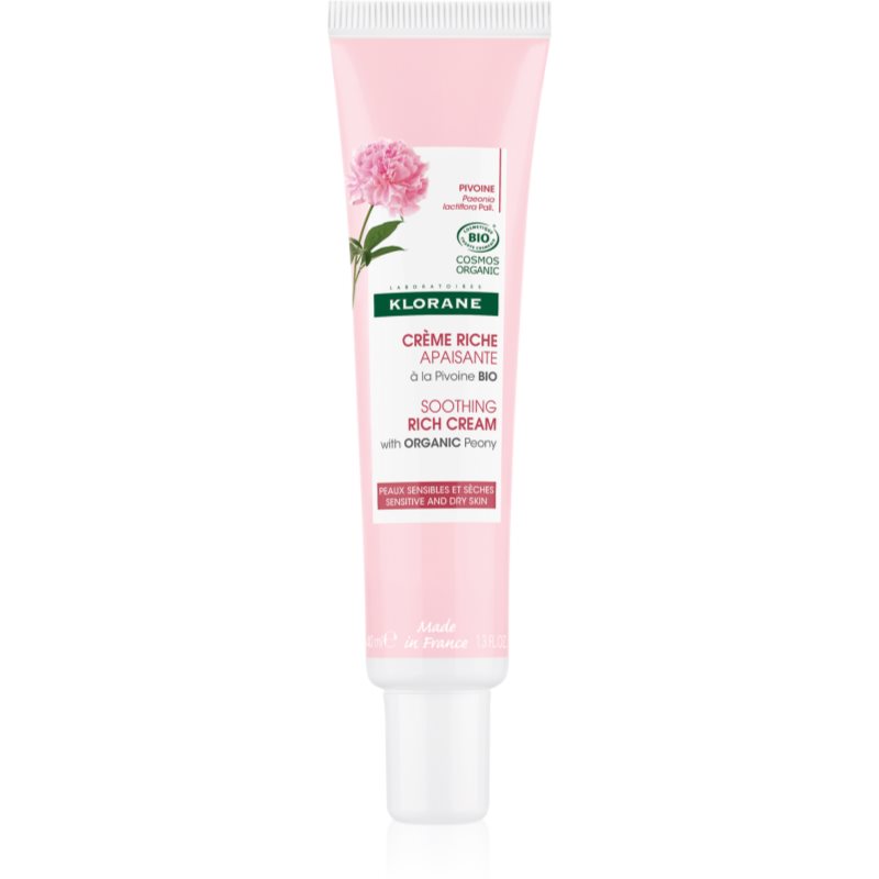 Klorane Peony Soothing Rich Cream Crema Lenitiva Per Pelli Sensibili E Secche 40 Ml
