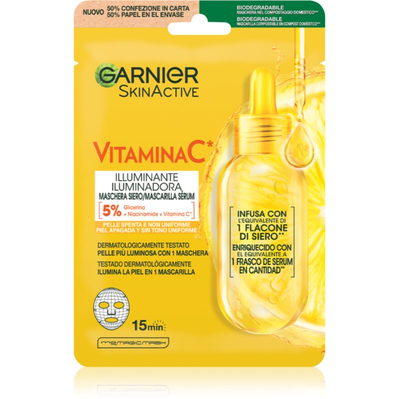 Garnier Skin Active Vitamina C Maschera In Tessuto Illuminante E Idratante Con Vitamina C 28 G