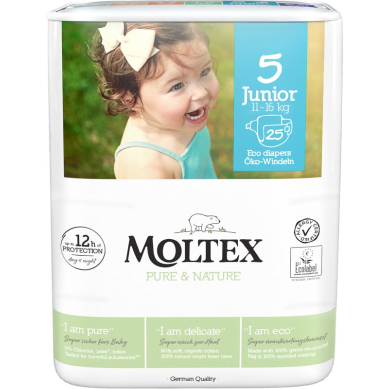 Moltex Pure & Nature Junior Size 5 Pannolini Eco Usa E Getta 11-16 Kg 25 Pz