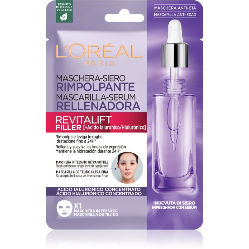 L’Oréal Paris Revitalift Filler Maschera In Tessuto Illuminante E Idratante 28 G