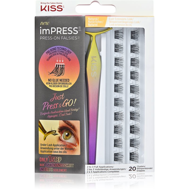 Kiss Impress Press-On Falsies Ciglia Finte A Ciuffi Con Nodo 01 Natural 20 Pz