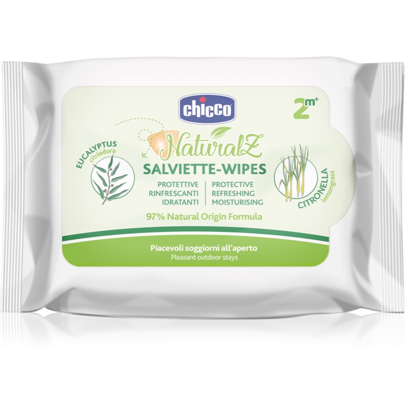 Chicco Naturalz Protective & Refreshing Wipes Salviette Antizanzare 2 M+ 20 Pz