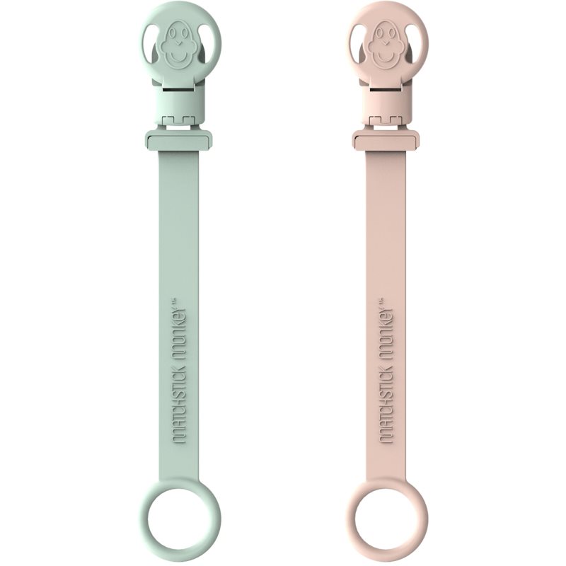 Matchstick Monkey Soother Clips Fermaglio Per Ciuccio Mint Green & Dusty Pink 2 Pz