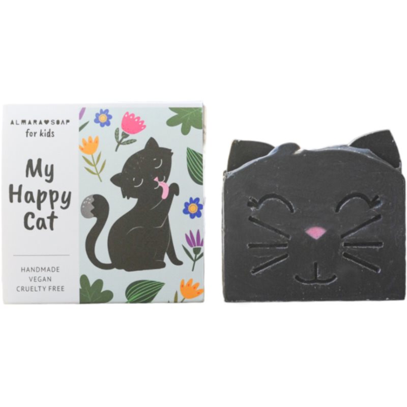 Almara Soap For Kids My Happy Cat Sapone Fatto A Mano Con Aroma Di Pesca Per Bambini 100 G