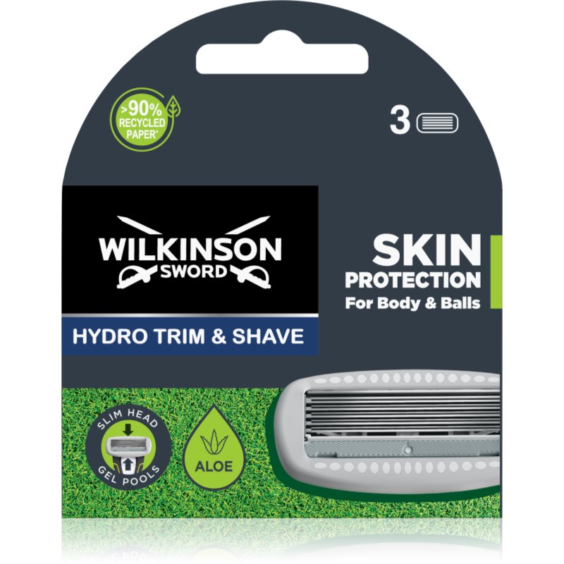 Wilkinson Sword Hydro Trim And Shave Skin Protection For Body And Balls Testina Di Ricambio 3 Pz