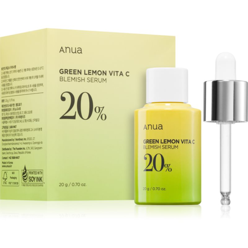 Anua Green Lemon Vita C Blemish Serum Siero Illuminante Con Vitamina C Per Pelli Problematiche, Acne 20 Ml