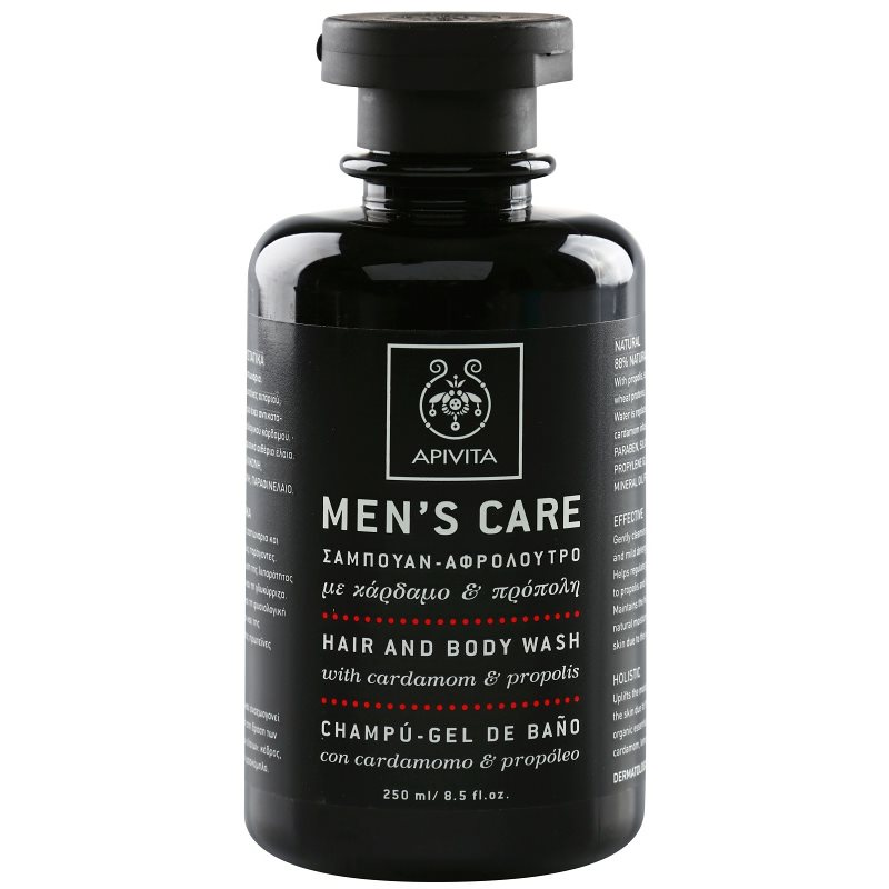 Apivita Men'S Tonic Shampoo & Shower Gel Cardamom & Propolis Shampoo E Doccia Gel 2 In 1 250 Ml