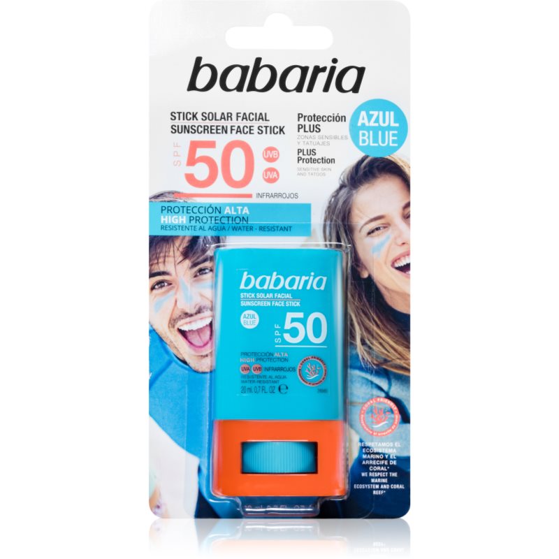 Babaria Blue Face Sun Stick Stick Idratante Protettivo Per Viso E Punti Sensibili Spf 50 20 Ml